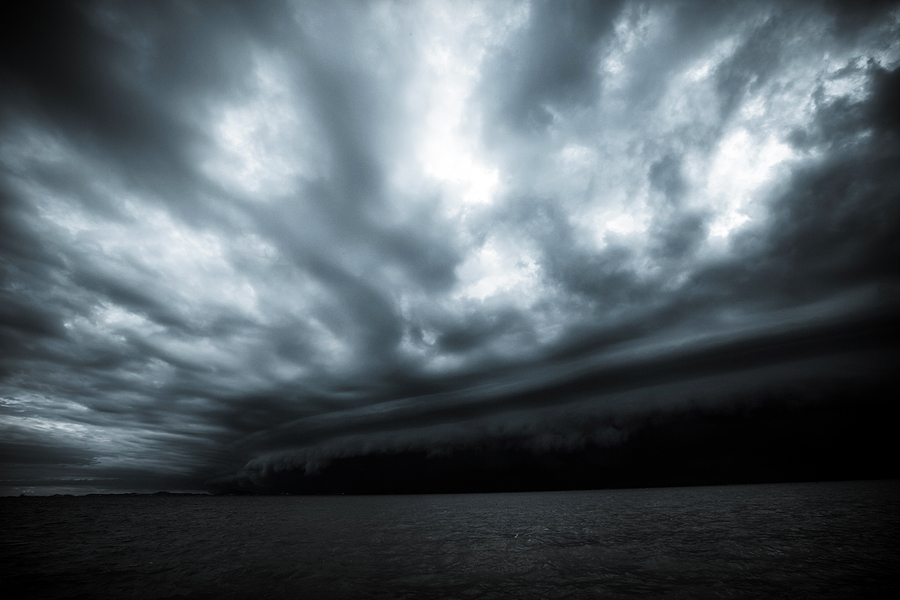 Storm clouds over the ocean on the Florida coast.